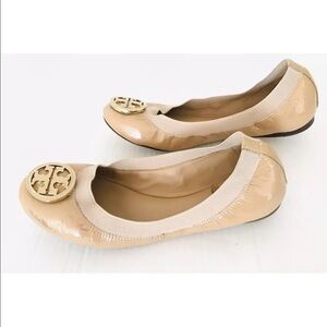 Tory Burch Nude Caroline Ballet Flats Womens Size 6 Beige Slip On